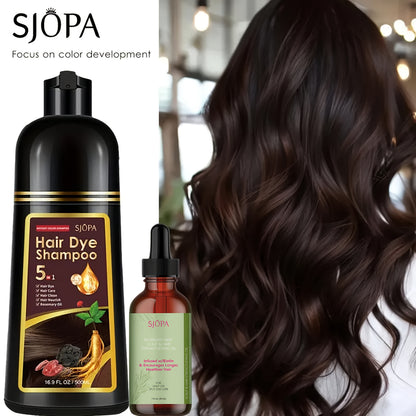 Color Dyeing Shampoo 5-in-1 Instant Hair Color Conditioner 16.9oz - SJOPA Safe Natural No Pungent Smell Unisex Hair Dye Shampoo Serum for Men Women Gift