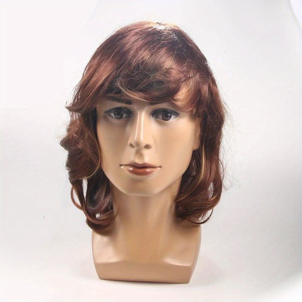 Synthetic Wig Heat Resistant 18 Inch Long Straight Light Brown Wig Simulated Scalp Rose Net Cap Adjustable Fit High Temperature Fiber Natural Look Daily Wear Cosplay Women