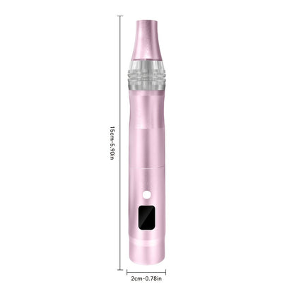 Electric Microneedling Pen 6-Speed Wireless Aluminum Alloy Derma Pen 0.25mm Replacement Heads USB Rechargeable At-Home Skin Renewal Device
