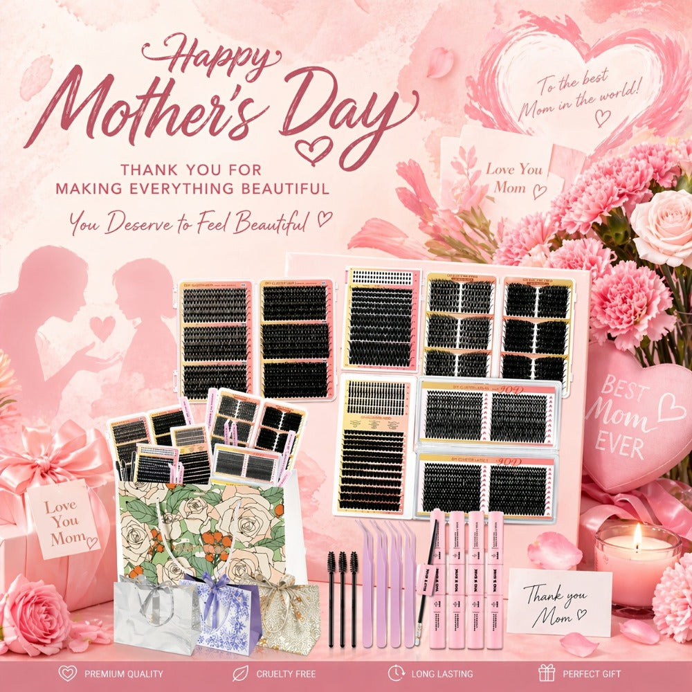 272pcs/5 Boxes Mixed Length Lash Clusters Kit Gift Set, 30D-100D Volume Cluster Lashes with Tweezers & Mascara Wands, Soft Fluffy Eyelash Clusters for Natural Or Glam Look, Perfect Gifts for Her & Mom