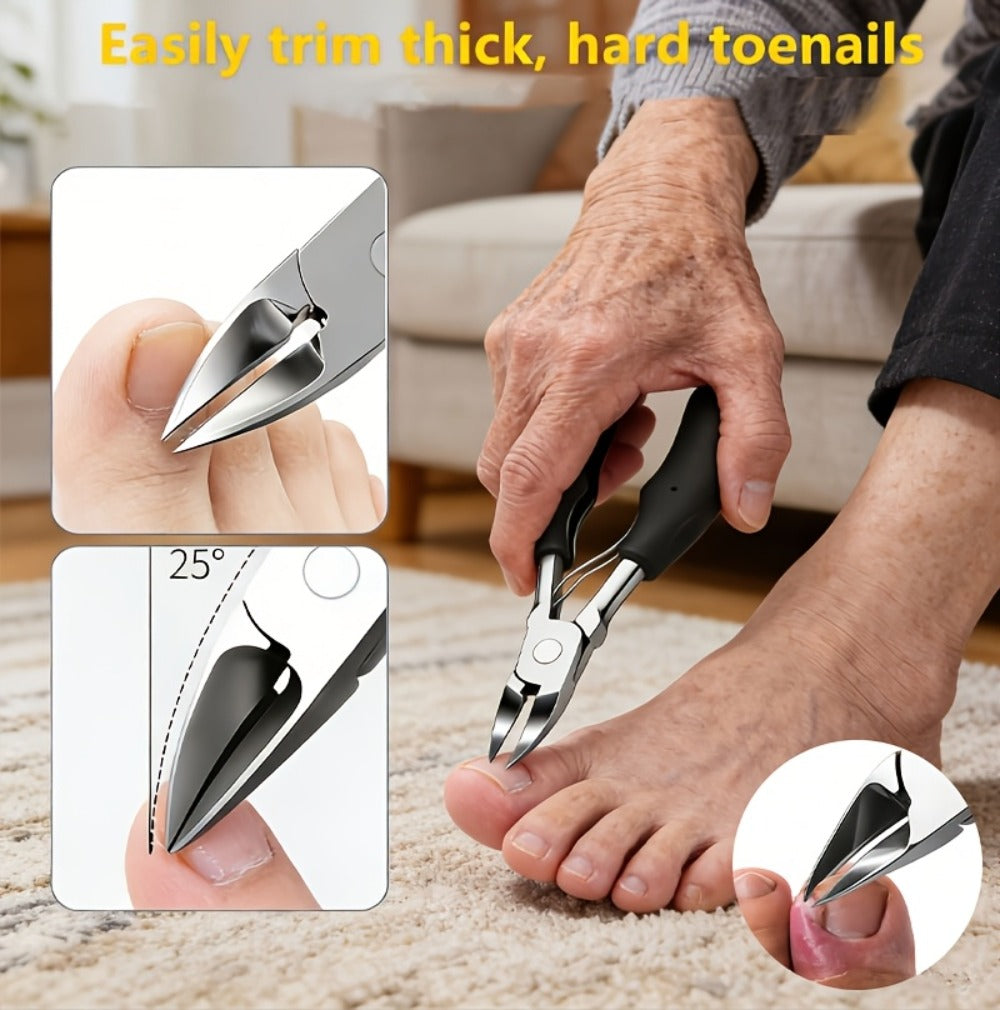 [Nail Care Set] 7pcs Nail Care Set, Suitable For Ingrown Toenails And Thick Toenails - Equipped With Nail File, Cuticle Nipper And Dead Skin Tool - Toenail Clippers With Angled Head & Curved Blades - Classic Black Handle For Men, Women & Elderly, Personal