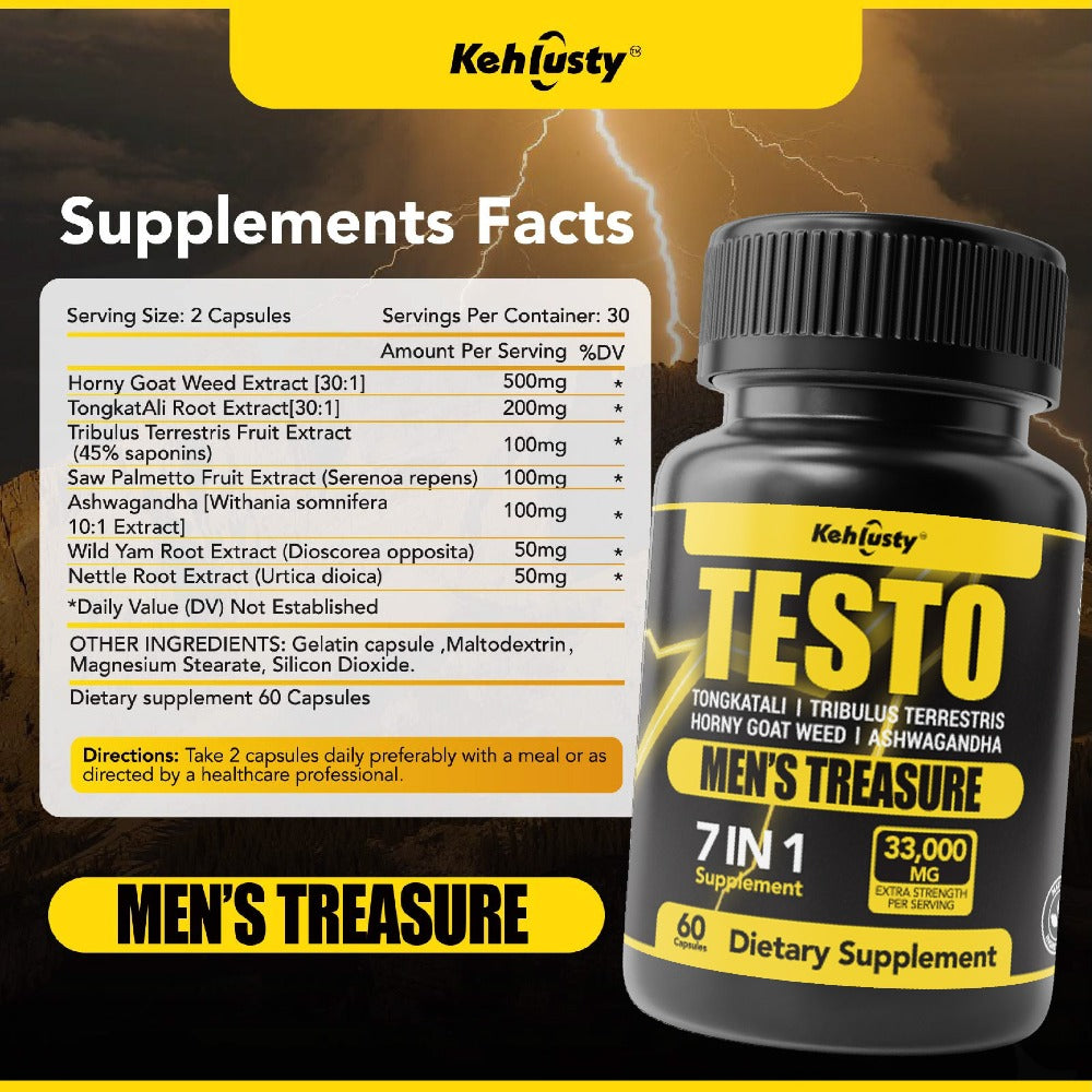 [Men's Energy Boost] ROCK HARD Capsules (with Tongkat Ali, Horny Goat Weed, And Saw Palmetto), Prostate Health, Unleash Male Energy, Easy Absorption, Natural Energy, Immune & Vitality Support, Men's Energy Boost Capsules Blue Chew, Wellness Supplement for