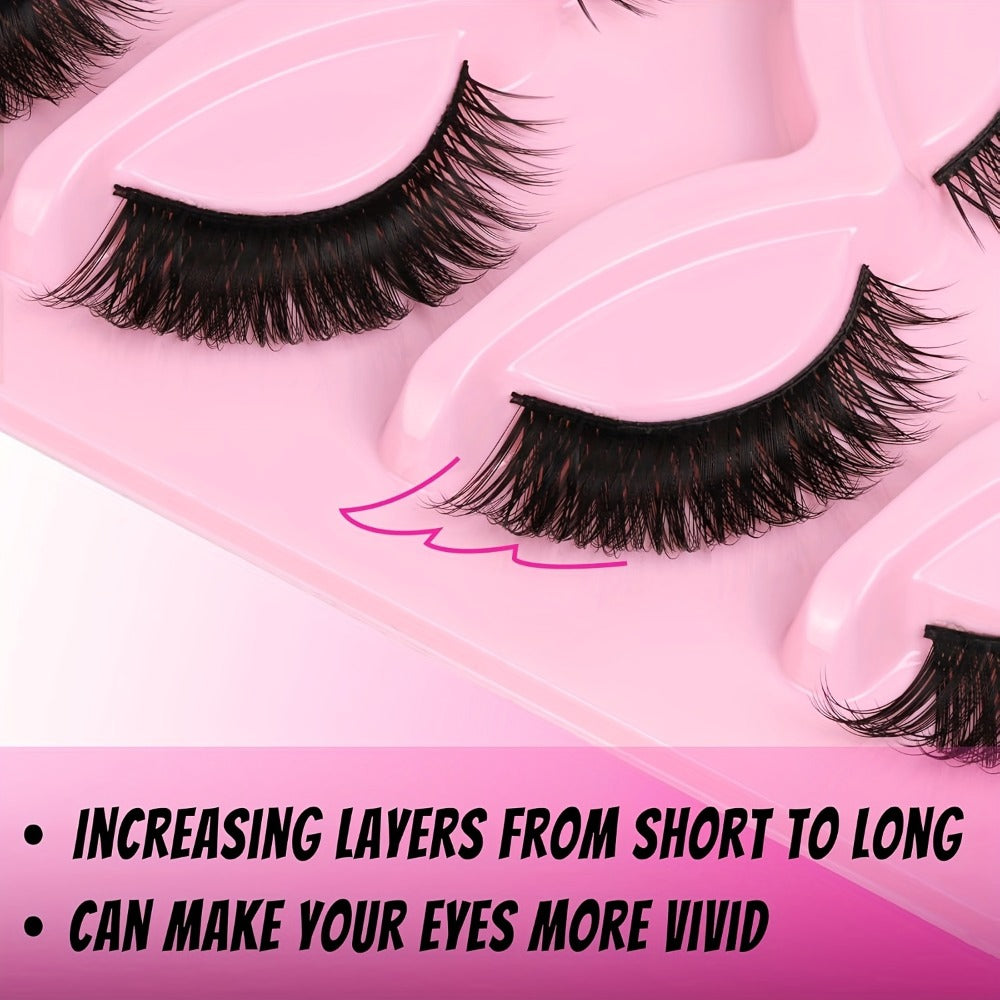 30pcs Long Cat Eye Lashes - Festive Gift Wispy, Lengthened, Voluminous, And Striking False Eyelashes for a Seductive Appearance - Reusable Strip Lashes for Stunning Eye Makeup