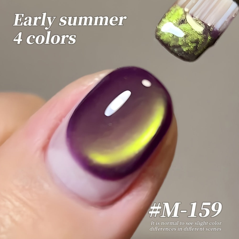 Trends for Cat Eye Nails in 2025: Holographic Nail Art in Four Colors, 0.51oz Reflective Cat'S Eye Magnetic Nail Gel for Soaking, LED Gel, Salon Quality Tools for Women'S Nail Art, Fashionable Nail Gel