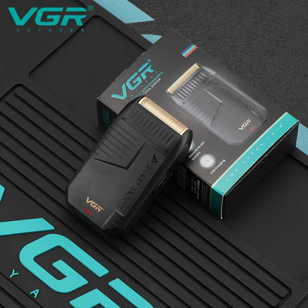 Electric Razor for Men VGR USB Rechargeable Cordless Foil Shaver Professional Beard Sideburn Trimmer Travel Hair Trimmer Minimalist Black Gift for Him