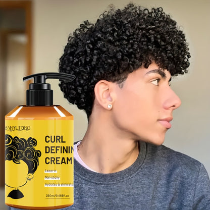Curl Styling Cream with Argan Oil - Anti Frizz Moisturizing Long Lasting Hold Non-Greasy Hair Styling for Wavy Curly Straight Hair Women Men Hairstyle Design 280ml
