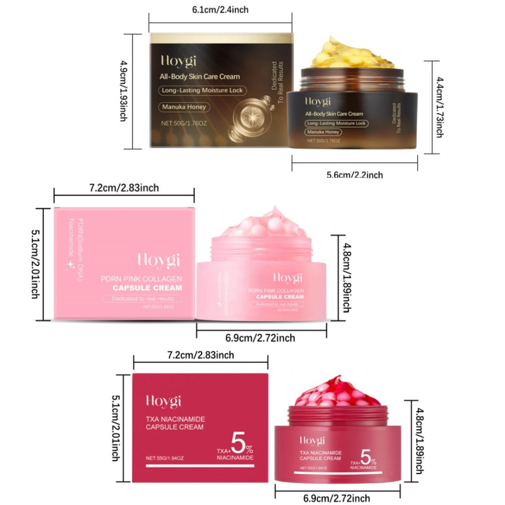 3pcs PDRN Collagen Capsule Cream&Vitamin C Capsule Facial Cream&Nicotinamide Capsule Cream with Capsule Technology, Moisturizes And Locks In Moisture. Suitable for Day And Night Use.valentines Day Gifts, Fall Winter Skincare, Aift Sets for Women