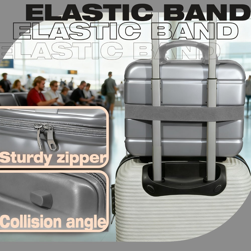 Portable Makeup Travel Case Hand Luggage, Pressure-proof Carrying Makeup Case Suitcase with Elastic Band, Small Hard Shell Cosmetic Case for Travel Camping.The Choice for Elegant Women