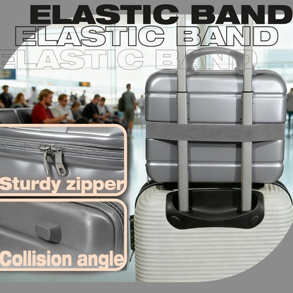 Makeup Travel Case Hard Shell Portable Cosmetic Bag Suitcase Waterproof Pressure-Proof with Elastic Band Small Carry-On Case for Women Travel Camping Gym 30x25x15cm