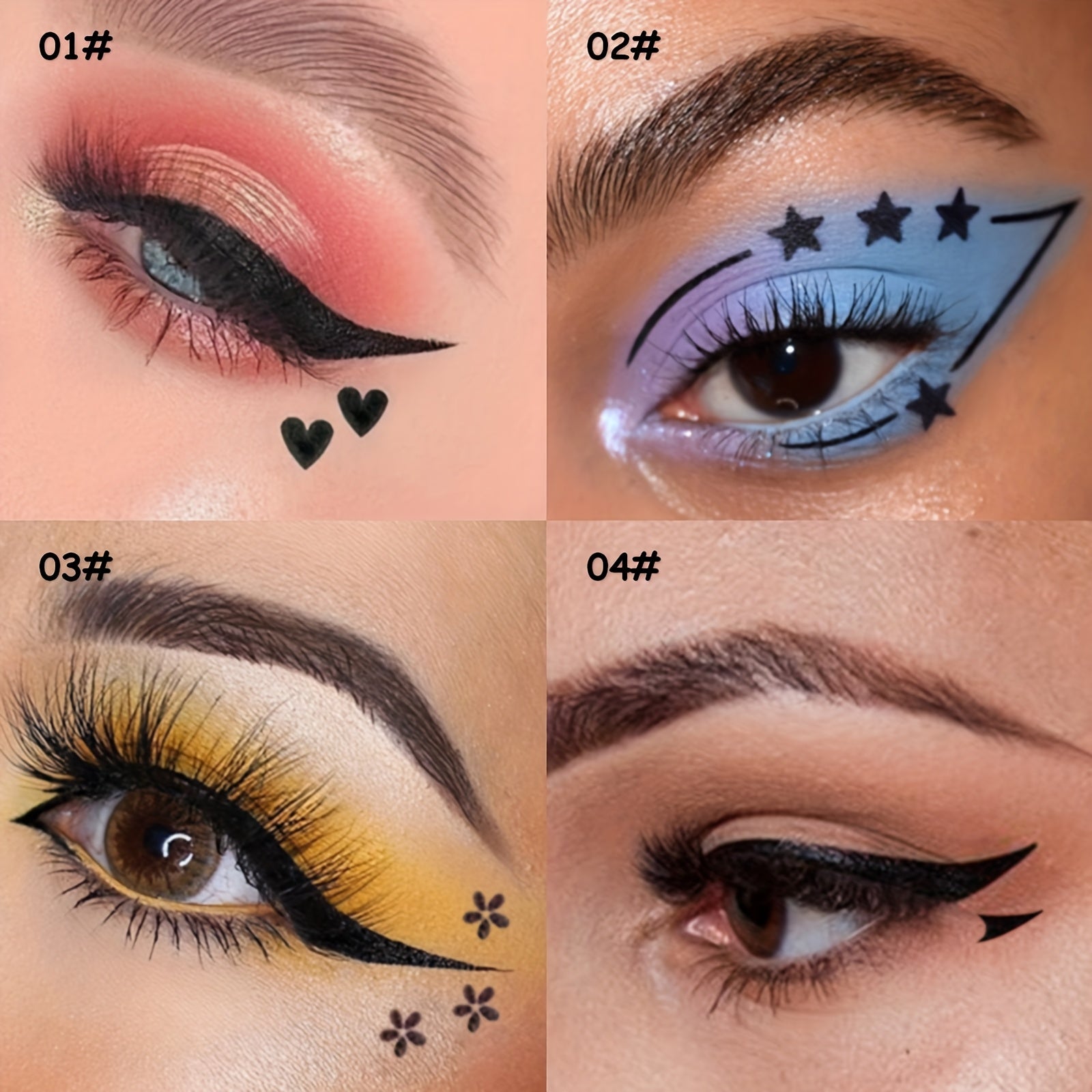 [Quick Dry Waterproof] 8 Styles Eyeliner Stamp Red Black Liquid Eyeliner Pen Double-Ended Lazy Eye Liner Pencil Quick Dry Waterproof Eye Makeup