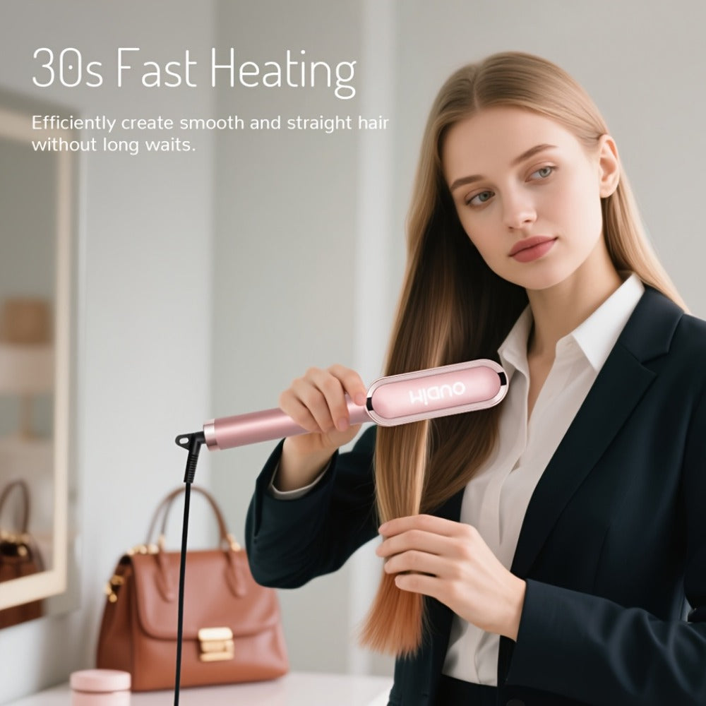 Straightening Comb And Curling Iron Set, Hair Curler, Hair Straightening Brush Flat Iron for Women, Anti-Scald, Quick, Precise Temperature Control, Auto Shuts Off, Suitable for Home, Office And Travel, Gifts for Birthday, Wow Hair Products