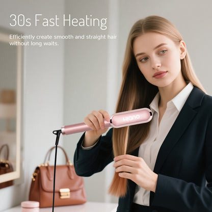 Hair Straightener & Curling Iron Set for Women – Flat Iron Straightening Brush, Anti-Scald, Precise Temperature Control, Auto Shut-Off, Home Office Travel & Birthday Gift