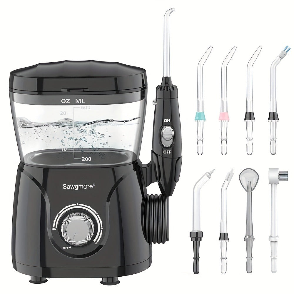 Water Flosser for Teeth & Braces 600ml Large Tank 10 Adjustable Pressure Levels 8 Nozzles IPX4 Waterproof Professional Oral Irrigator Desktop Electric Dental Flosser for Adults Family Use