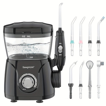 Water Flosser for Teeth & Braces 600ml Large Tank 10 Adjustable Pressure Levels 8 Nozzles IPX4 Waterproof Professional Oral Irrigator Desktop Electric Dental Flosser for Adults Family Use