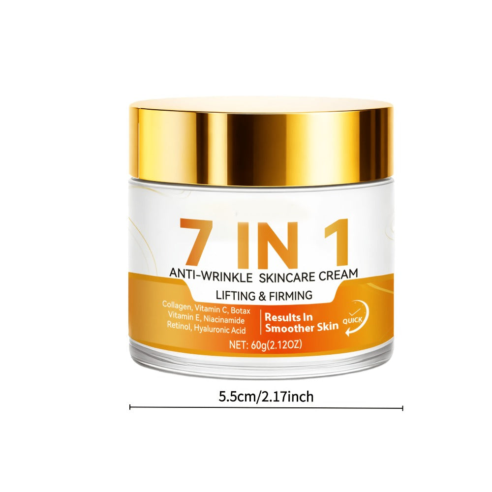 7-in-1 Face Cream-Tightens Facial Skin. Enriched with Collagen and Hyaluronic Acid, It Deeply Moisturizes and Lifts Sagging Skin, Restoring a Youthful Glow. Formulated with Hypoallergenic Ingredients for Easy Absorption.