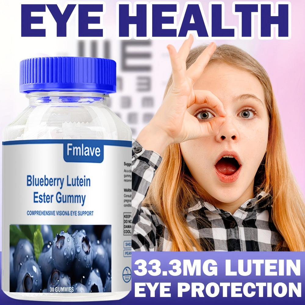 [Eye Health Gummies] Lutein 30 Day Supply-Blueberry Lutein Eye Vitamins Gummies, Eye Health Supplement for Kids And Adult, Lutein Gummies for Vision Clarity And Blue Light Support, Individually Packed, 30 Gummies
