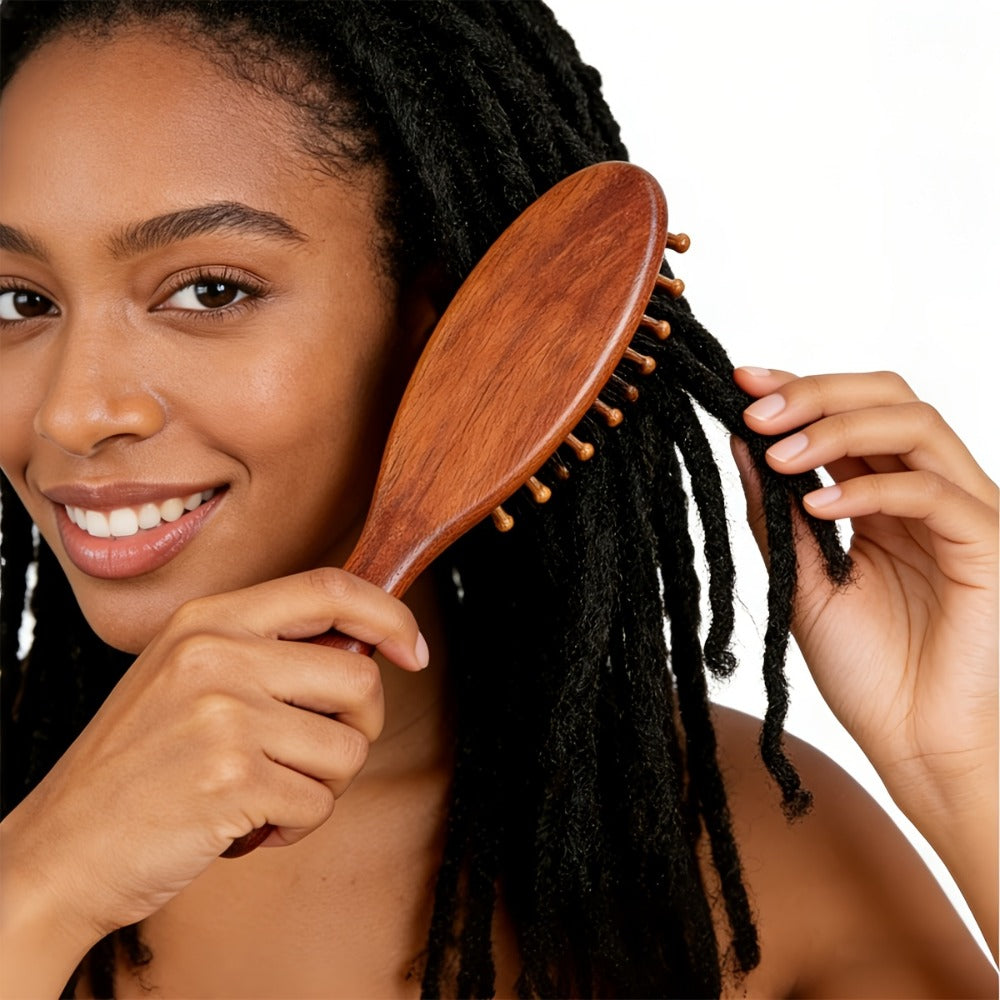 Goiple Wooden Loc Comb&Comfortable Scraping Massage Tools Ergonomic Wide Tooth Comb for Dreads, Detangling & Massage Hair Styling Tool for Curly Hair, Locs, Twists And Braids, Styling Tool for Men, Women, Suitable for All Hairstyles, Braid Hair Brush