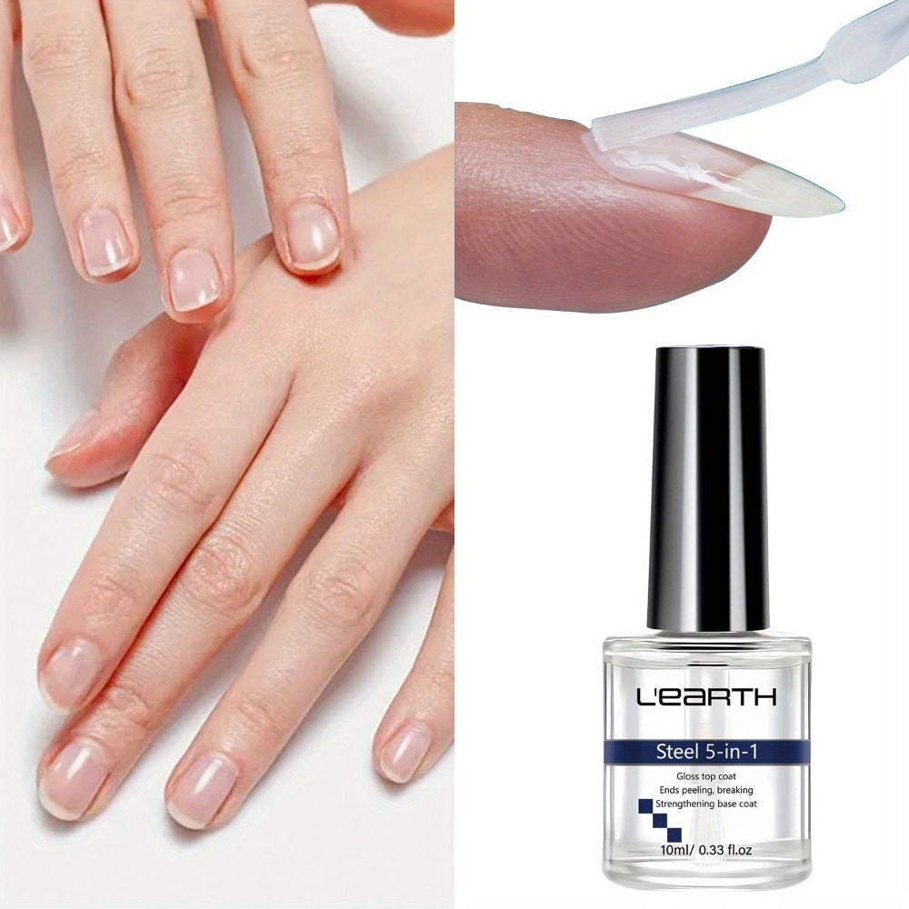 5-in-1 Nail Care Set - Formaldehyde-Free Gloss Top Coat, Strengthening Base Coat, Nail Hardener, Cuticle Oil, and Nail Polish Remover for Strong, Long-Lasting Manicure