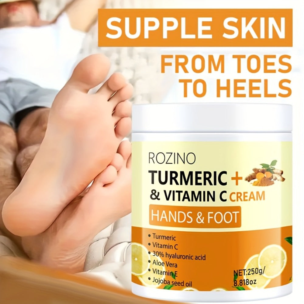 250g Turmeric Dry And Cracked Hand Foot Care Cream-Anti-Crack Cracking Cream Highly Hydrate Moisturize Light Beige, Light Beige Can Be Used On Dry Areas Such As Hands The Back Of Feet, Ankles Elbows Etc.suitable for Dry And Cracked Light Beige