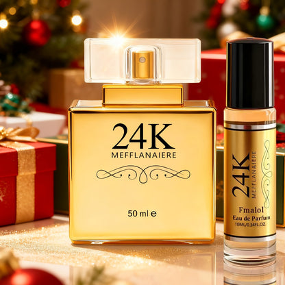 24K Gold Women's Eau de Toilette Perfume 1.69 oz Fresh Vanilla Scent - Luxurious Gold Bottle Design - Roller Ball & Spray Styles for Dates Daily Wear Holiday Gift