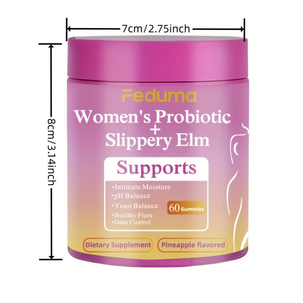 [Buy1, Get 1 Free]FEDUMA Women's Probiotic Gummies Her Juicy Way to Maintain Healthy Flora, Intimate Moisture, And Yeast Balance with Delicious Pineapple, 60 Gummies!