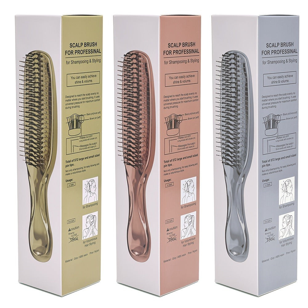 1pc Electroplated Hairdressing Comb Scalp Massage Air Cushion Comb Anti-static Hairdressing Comb with Gift Box