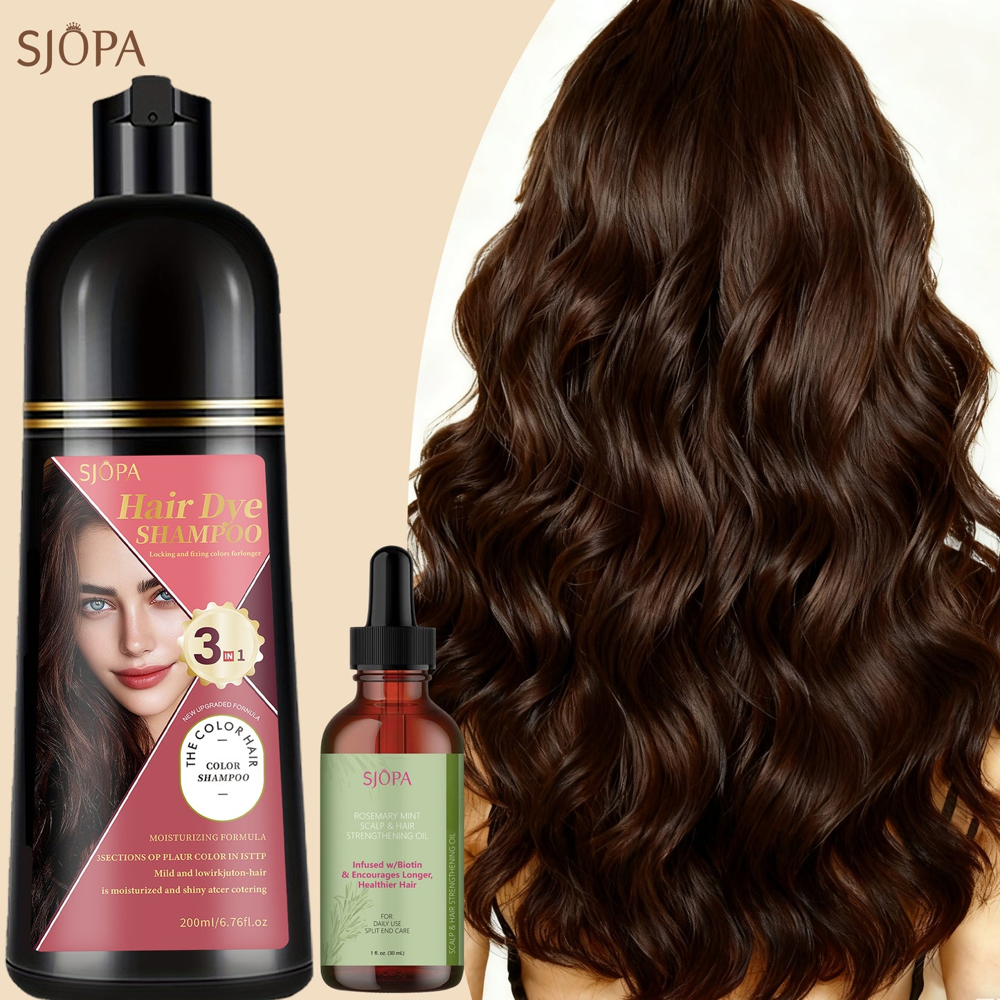 Hair Color Dyeing Shampoo 3-in-1 — Plant Squalane & Glycerin Formula | Colors, Conditions & Cleanses in One Wash | 10 Shades | Easy At-Home Hair Coloring