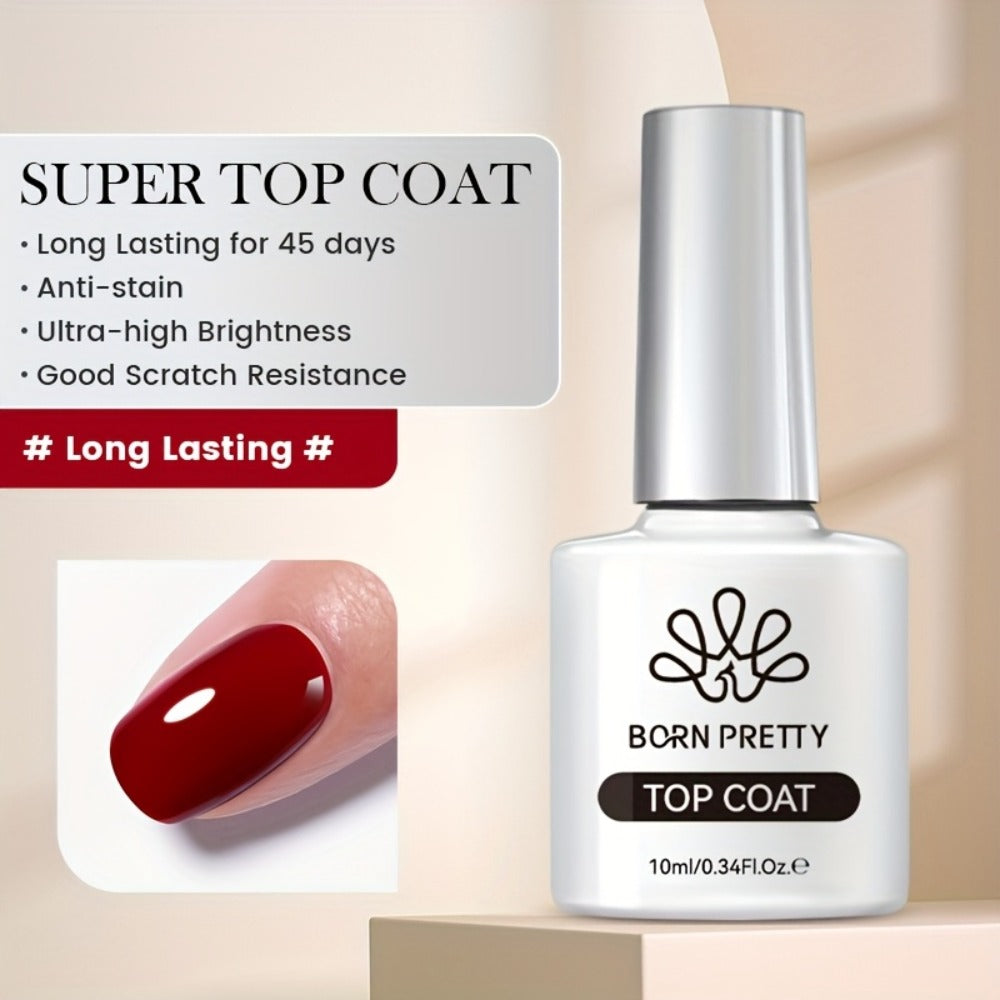 BORN PRETTY 4pcs/Set 0.34oz Super Top Coat And Base Gel Nail Polish for Gel Polish Nail Prep Dehydrator And Nail Primer Semi-permanent Varnish Nail Supplies