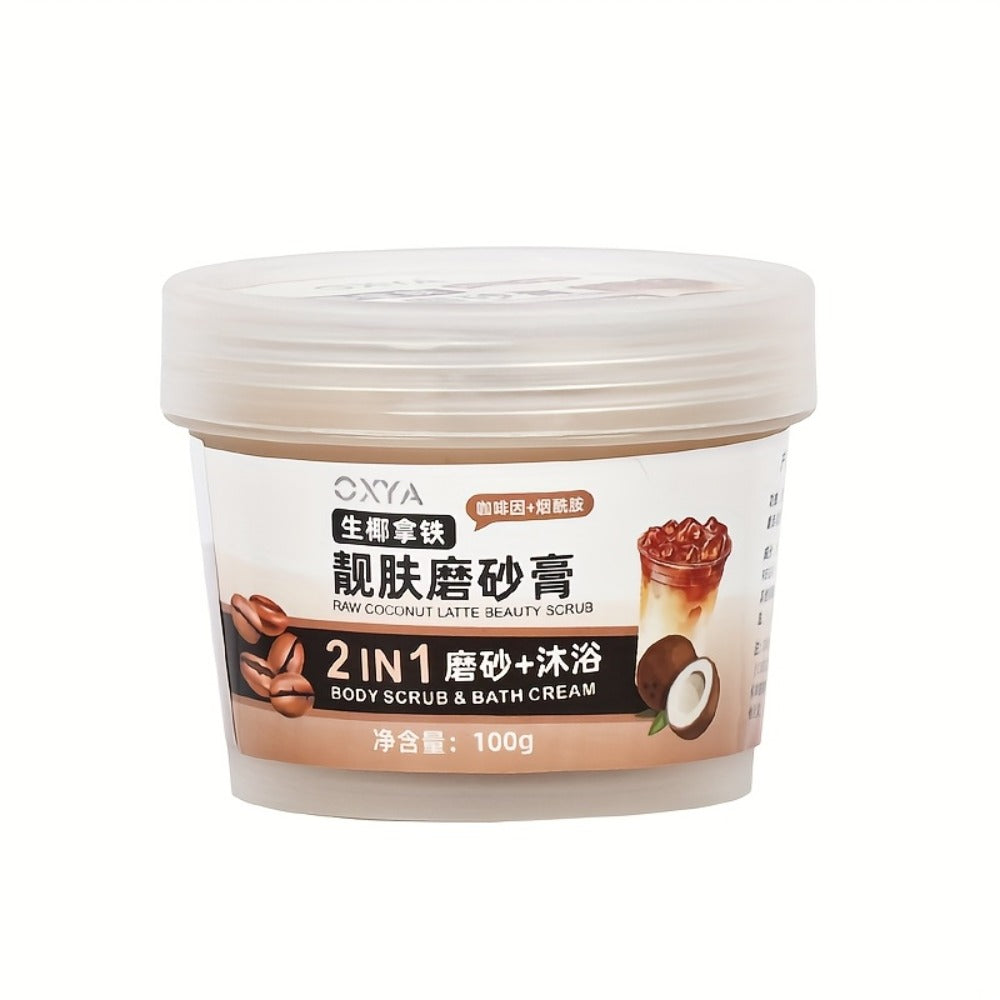 Raw Coconut Latte Scrub - Deep Moisturizing Cleansing and Exfoliating for Face & Body, Gentle Non-Irritating with Shea Butter and Coconut Oil, Suitable for All Light Beige Types, Unisex Skincare Essential