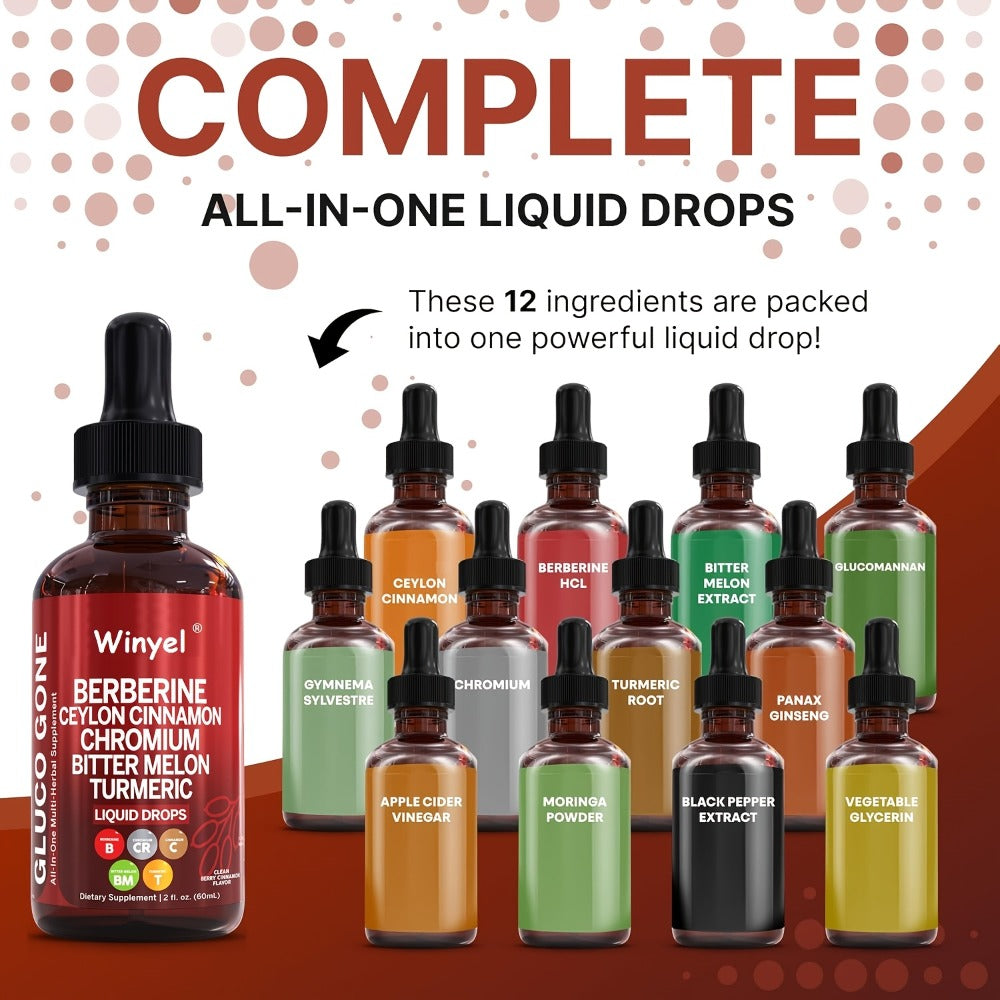 2.03oz Ceylon Cinnamon Berberine Liquid Drops Supplement with Bitter Melon Extract, Glucomannan, Gymnema, Chromium, Turmeric, Panax Ginseng | Vegan Dietary Fiber Supplement | Local Warehouse, Faster Shipping, Food, Family Gift & Halloween