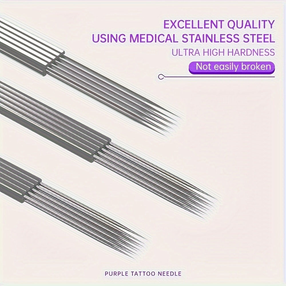 Tattoo Cartridge Needles Purple RL RS RM M1 Mixed Sizes - Tuffking Professional Disposable Liner Shader Magnum Needles for Tattoo Artists & Beginners 30 50pcs