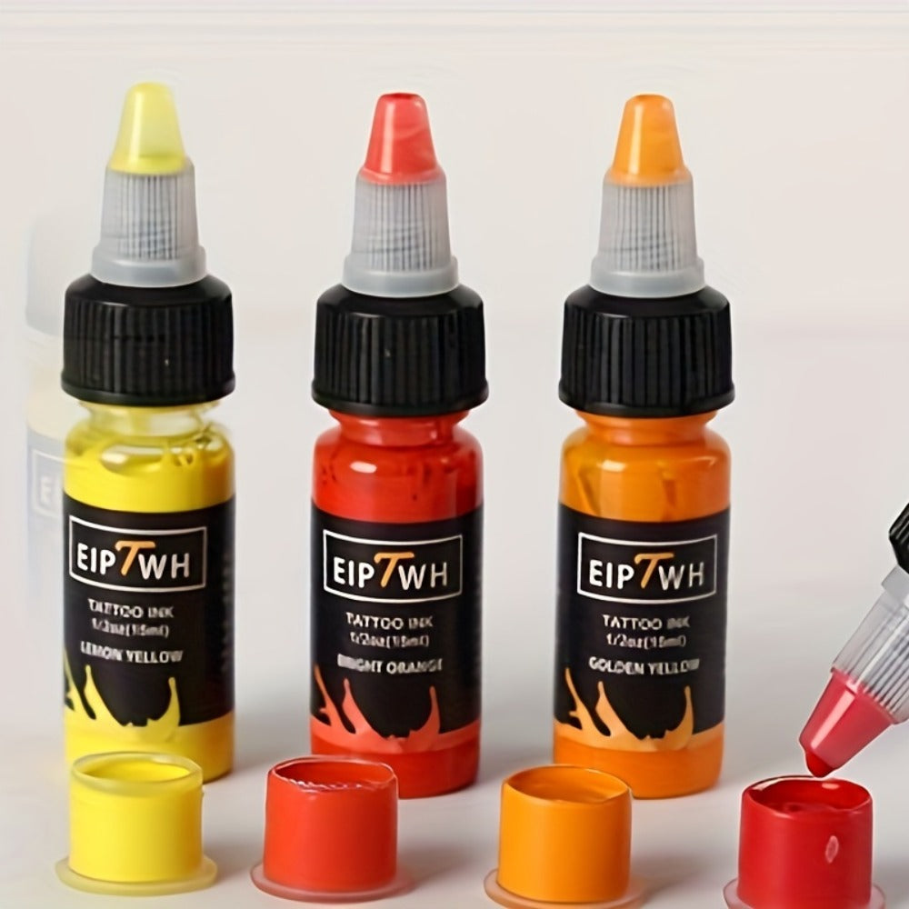 EIPTWH 14 Color Tattoo Ink Collection, 1/20Z15M// Bottle, Bright And Vivid Tattoo Ink Supplies FWTI14-15