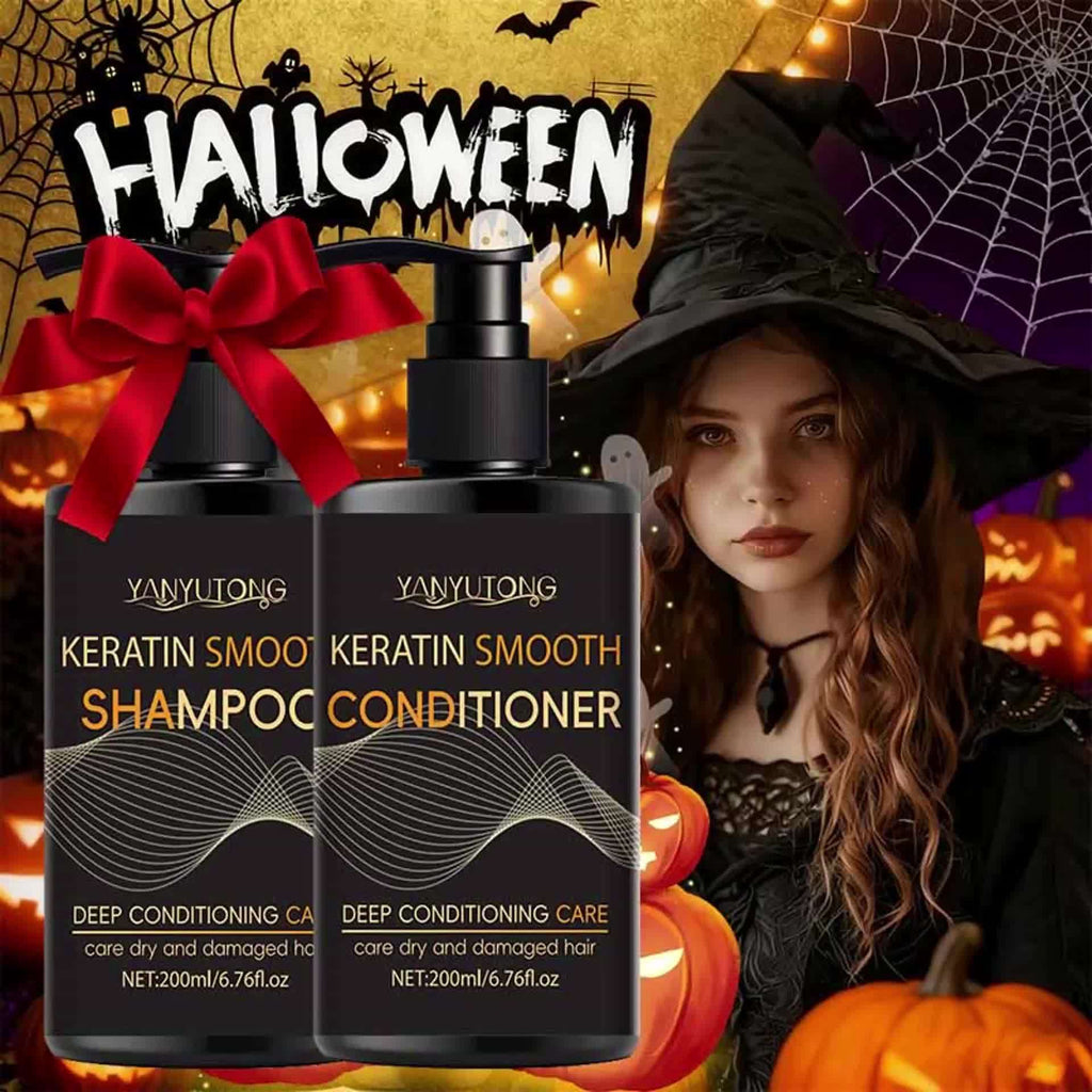400mlKeratin Hair Care Set, 200mlShampoo+200mlconditioner, Moisturizes Hair And Scalp, Breaks And Splits-professional, Non Frizzy And Silky Hair For Dyeing Hair And Heat Damage, For All Hair Qualities, Valentine'S Day, New Year, Mother'S Day Gifts