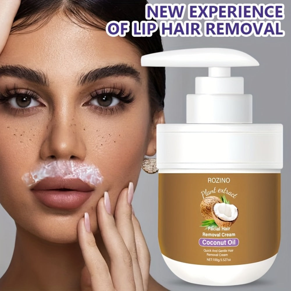 Set of 2 Coconut Oil Facial Hair Removal Creams, Formulated with Natural Components, Effectively Unwanted Facial Hair, Deeply Hydrates The Skin, Minimizes Irritation And Discomfort