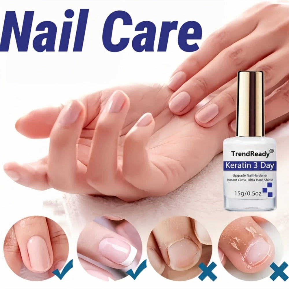 Nail Strengthener Oil 2 Pack - Vitamin E 4-in-1 Natural Protein Hardener for Weak Splitting Nails, Fast Dry Keratin Nail Care Treatment, Alcohol-Free Manicure Nail Polish Care, 2x15ml Bottles