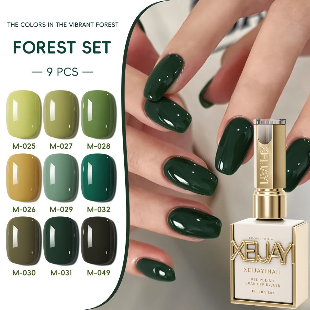 XEIJAYI 9pcs 0.51oz New Popular Nail Gel Semi Permanent Nail Art Soaking LED Nail Salon DIY Nail Salon Gel