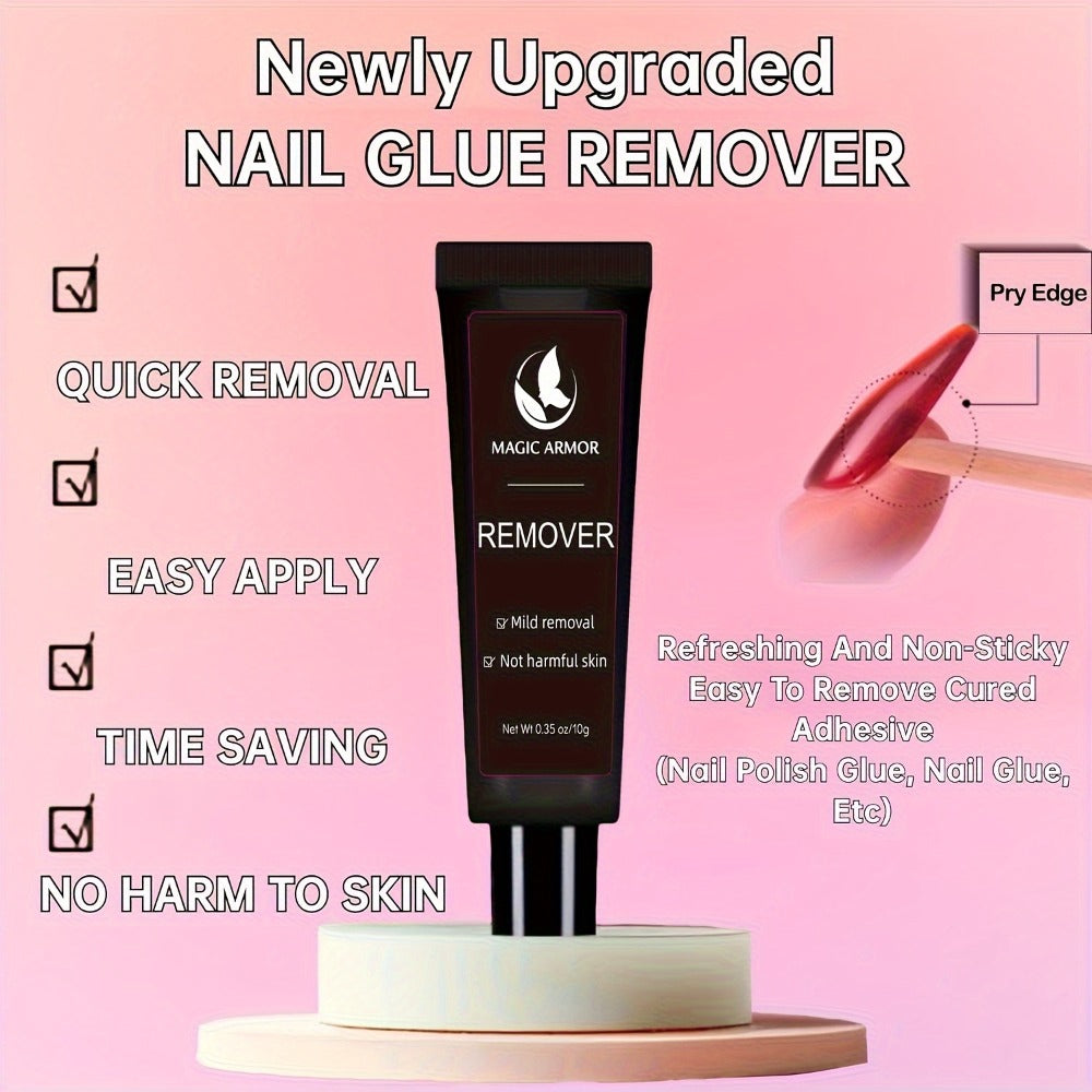 Nail Glue with Glue Remover Kit, Super Strong Nail Glue 10g, Suitable for Acrylic Nail Pressing, 10g Glue Can Remove False Nails, Strong Glue Remover, Nail Polish Nail Polish