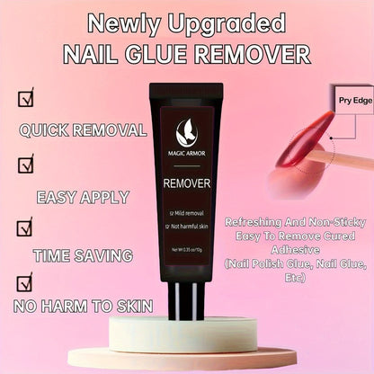 Nail Glue with Remover Kit Super Strong Press On Nail Adhesive 10g for Acrylic False Nails Clear Drying Long Lasting Hold Nail Glue and Remover Set for Nail Art