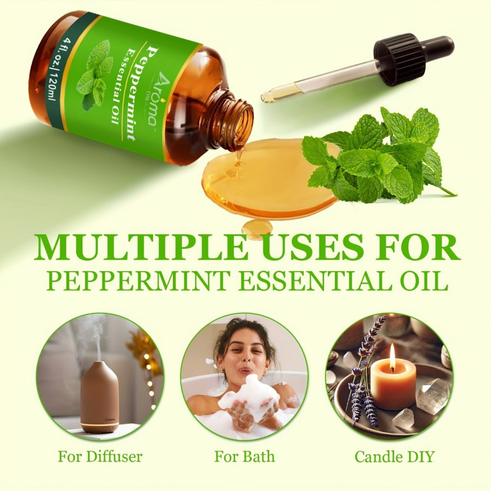 Peppermint Essential Oil - 2.03oz/ 4.06oz Available- Lemon/ Rose/ Lavender/ Frankincense/ Coconut Vanilla Essential Oils, Suitable For Humidifiers, Diffusers, Candles, Car Air Fresheners, Hotel Diffuser Fragrance Oils, Easter Gift Wholesale
