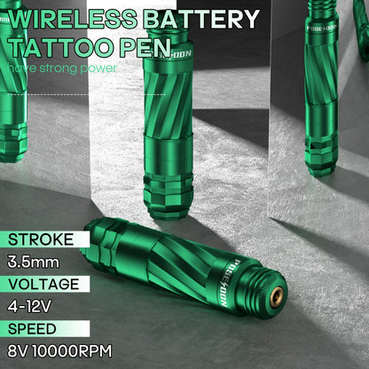 Wireless Tattoo Pen Kit V3 PRO 1400mAh Extra Battery - Poseidon Rotary Tattoo Machine LCD Screen 20pcs Needles 6 Color Inks Power Supply Complete Set LTK06