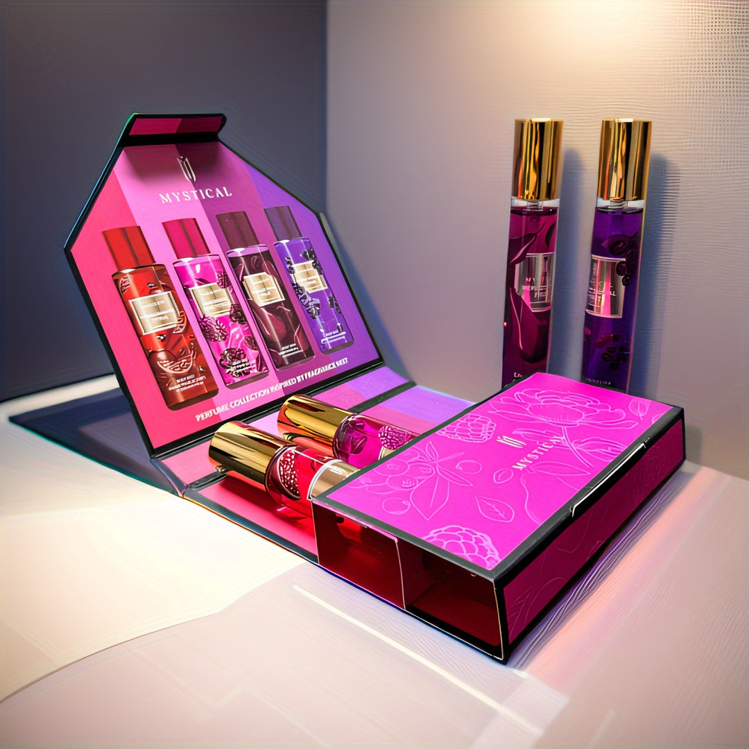 MYSTICAL Women'S Perfume Gift Collection, Fresh And Fruity, Unisex, Convenient Travel Kit, Long-Lasting Scent, Ideal for Mother'S Day, Valentine'S Day, Birthday Suggestions, Everyday Perfume, Suitable for Dates And Gifts