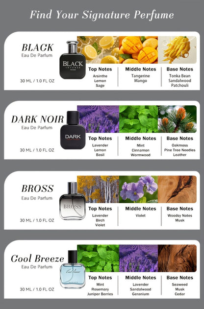 Cologne Gift Set for Men 4-Pack Fresh Eau de Parfum Long Lasting Crisp Scents 1 fl oz Each with Optional 1.5oz Body Mist Bundle Perfect Gift for Him
