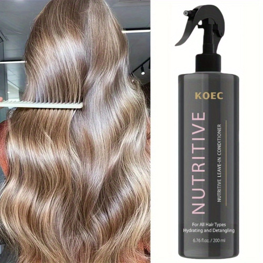 Leave-In Conditioner with Hydrolyzed Keratin & Biotin — Anti-Frizz Detangler, Argan Oil & Plant Extracts, Repairs Split Ends & Breakage, Color-Safe for Curly, Dry & Damaged Hair, 6.76 oz