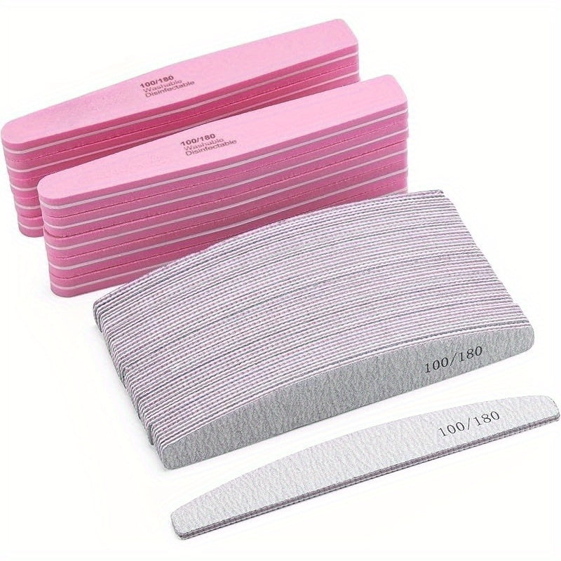 Professional Nail Files and Buffers 100 180 Grit Double-Sided Sanding Boards Reusable Polishing Blocks for Manicure Pedicure Salon Home Use 20 or 35pcs