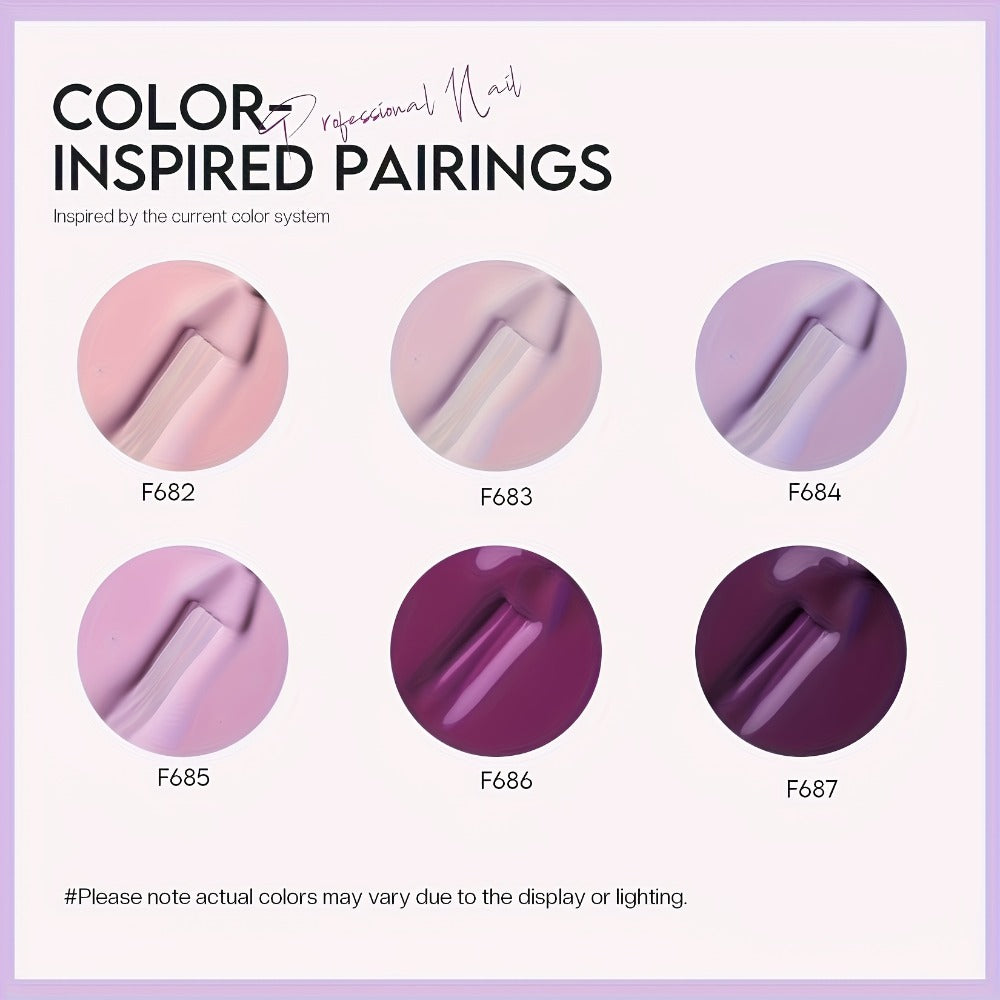 Nail Polish Set – 6pcs Quick Dry | No-Bake Durable Nail & Toenail Polish Kit for Women, Cherry Blossom Pink, Lilac Purple & Nude Pink Shades, Salon & DIY Nail Art