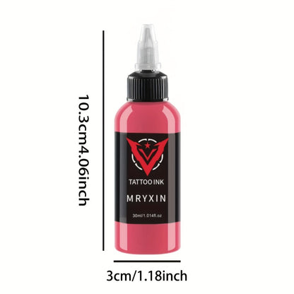 Tattoo Ink Set 14 Colors — Premium Long-Lasting Fragrance-Free Body Art Inks, 1oz Each Bottle, Safe for Skin, Vibrant Color Pigments for Artists & Beginners