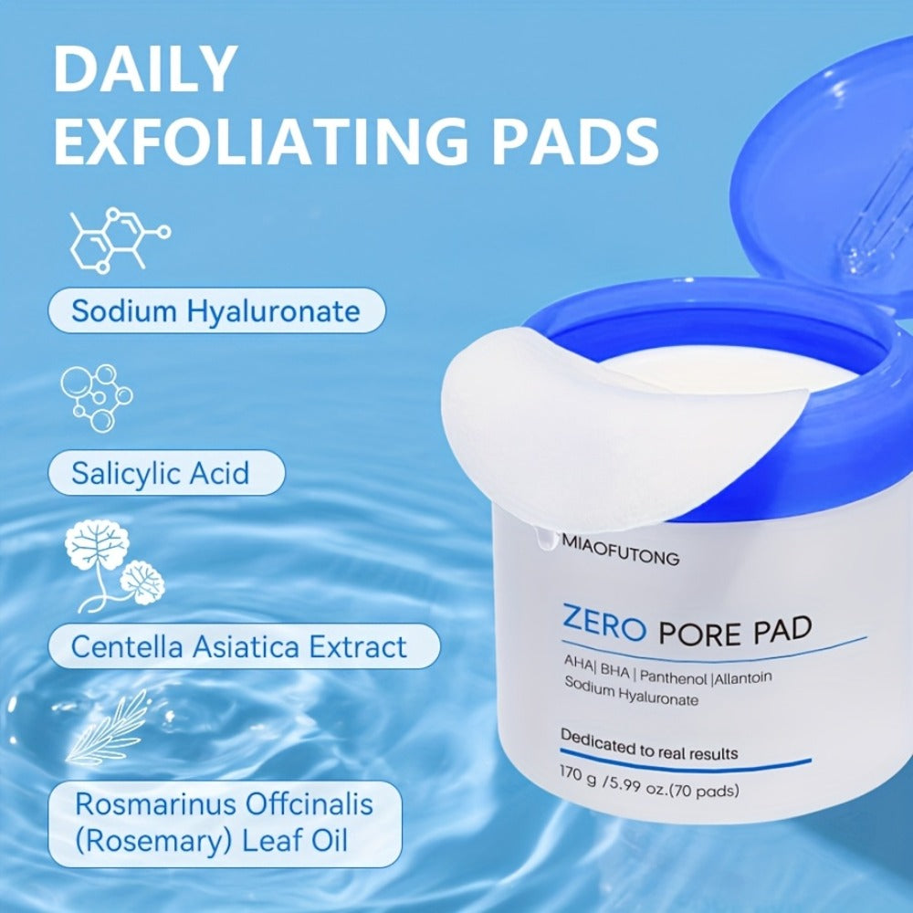 Deep Cleansing Exfoliating Essence, Zero Pore Patch -70PADS, Double Texture, Daily Physical Exfoliation || Moisturizing Wipes with Hyaluronic Acid Scrub Pad, Rose Water+camellia Moisturizing, Moisturizing Cleansing Pad Suitable for All Skin Types