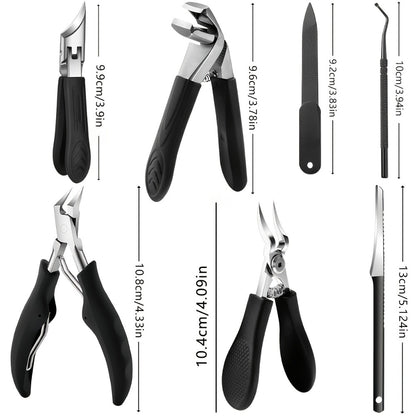 Nail Clippers Set 7PCS Heavy Duty Professional Nail Care Tools Wide Jaw for Thick Ingrown Nails Men Seniors Adults Foot Care Kit