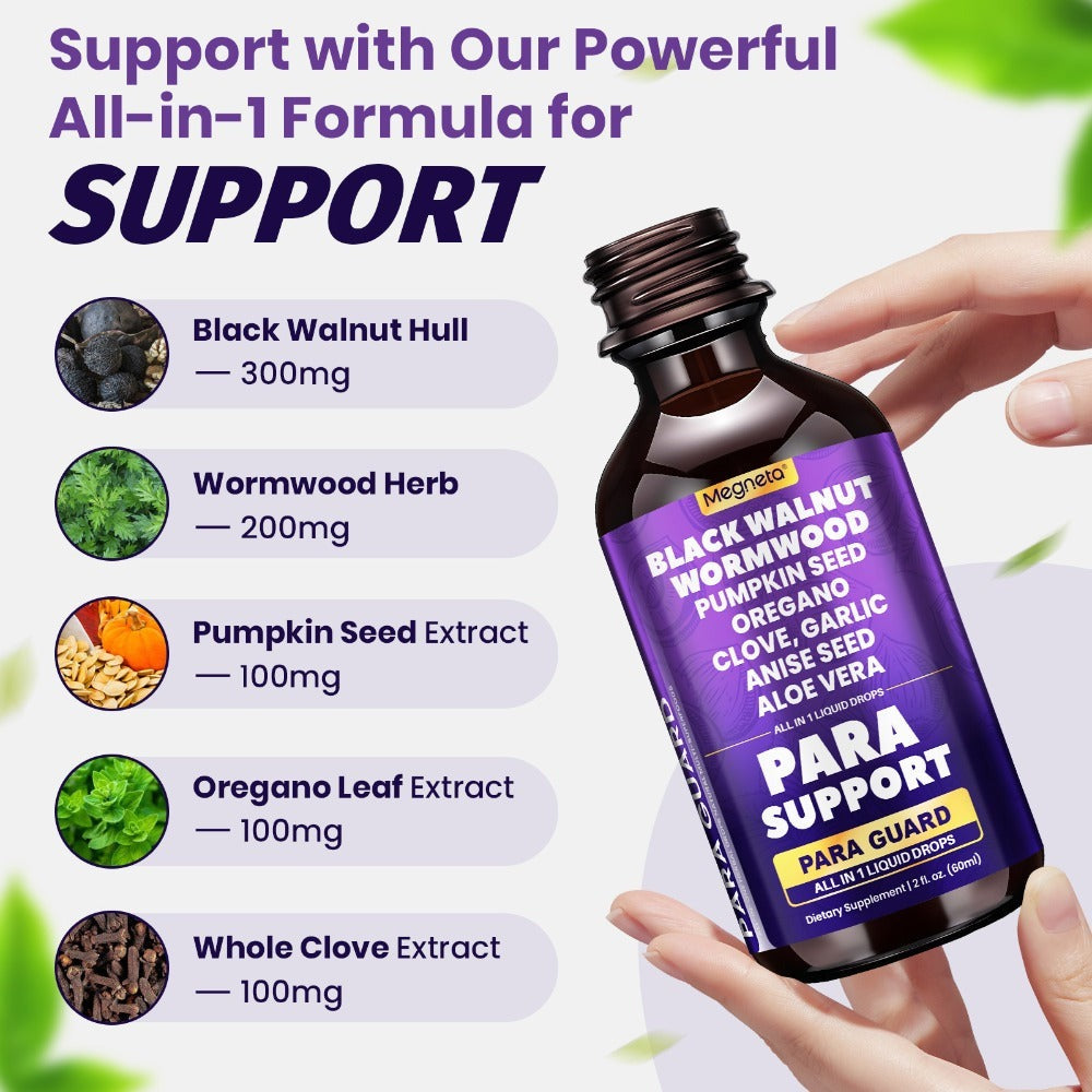 High Potency Herb with Black Walnut Liquid Drops, with Clove, Garlic, Turmeric, Pumpkin Seed, Oregano, Digestive Health Support, Gut-Friendly. 2.03 oz