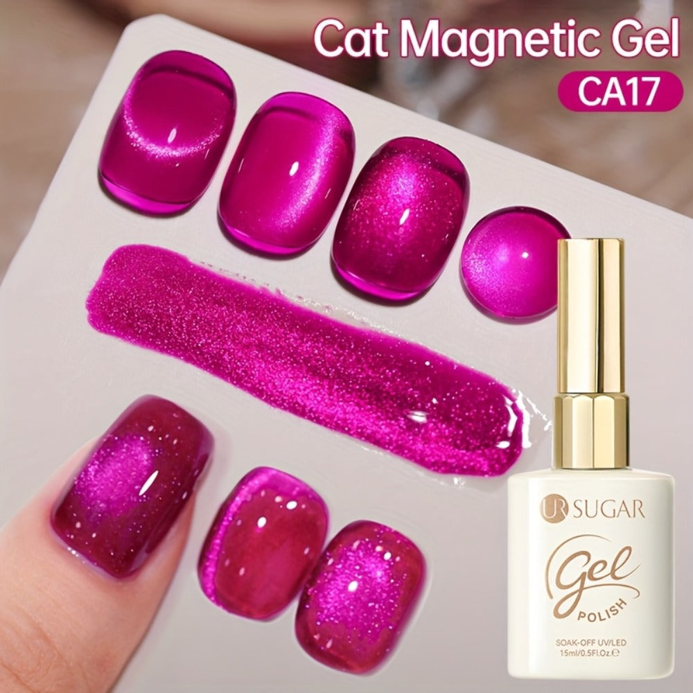 1 UR SUGAR Magnetic Gel Nail Polish - Quick-Dry Soak Off Cat Eye Magnetic Formula Suitable for /LED, Magnetic Stick Compatible Gel Polish - Professional & for Nail Art, Fall Winter Plum & Bordeaux Hues
